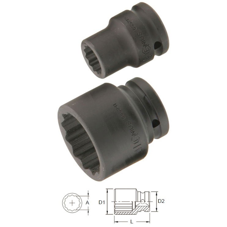 Genius Tools 655249 3/4"-os 12 lapú gépi dugókulcs fej, 49 mm termék fő termékképe