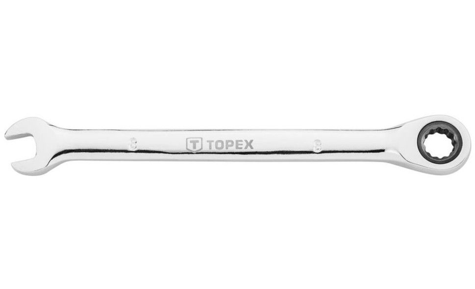 Topex 35D740 racsnis csillag-villáskulcs, CrV acél, 48-fogú, 8 mm termék fő termékképe