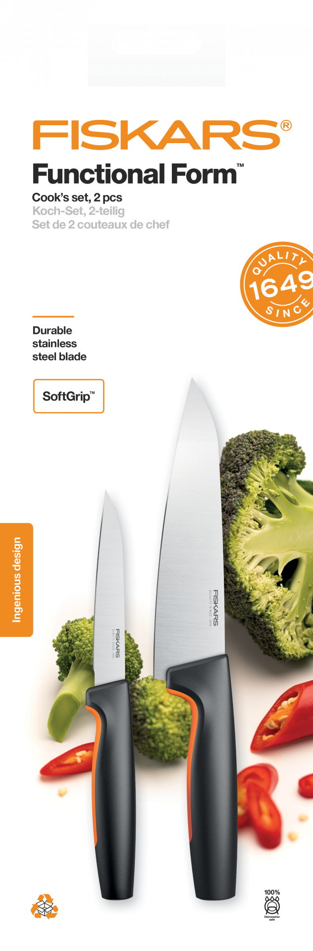 Fiskars Functional Form szakácskés készlet, fekete, 2 db-os termék fő termékképe