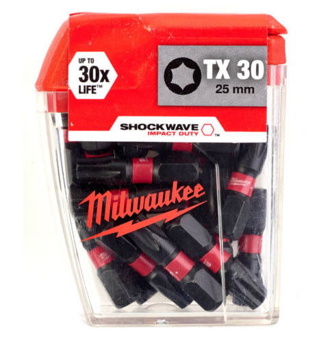 Milwaukee Shockwave Impact Duty™ csavarozó bit, 25 mm, TX 30, 25 db/csomag termék fő termékképe