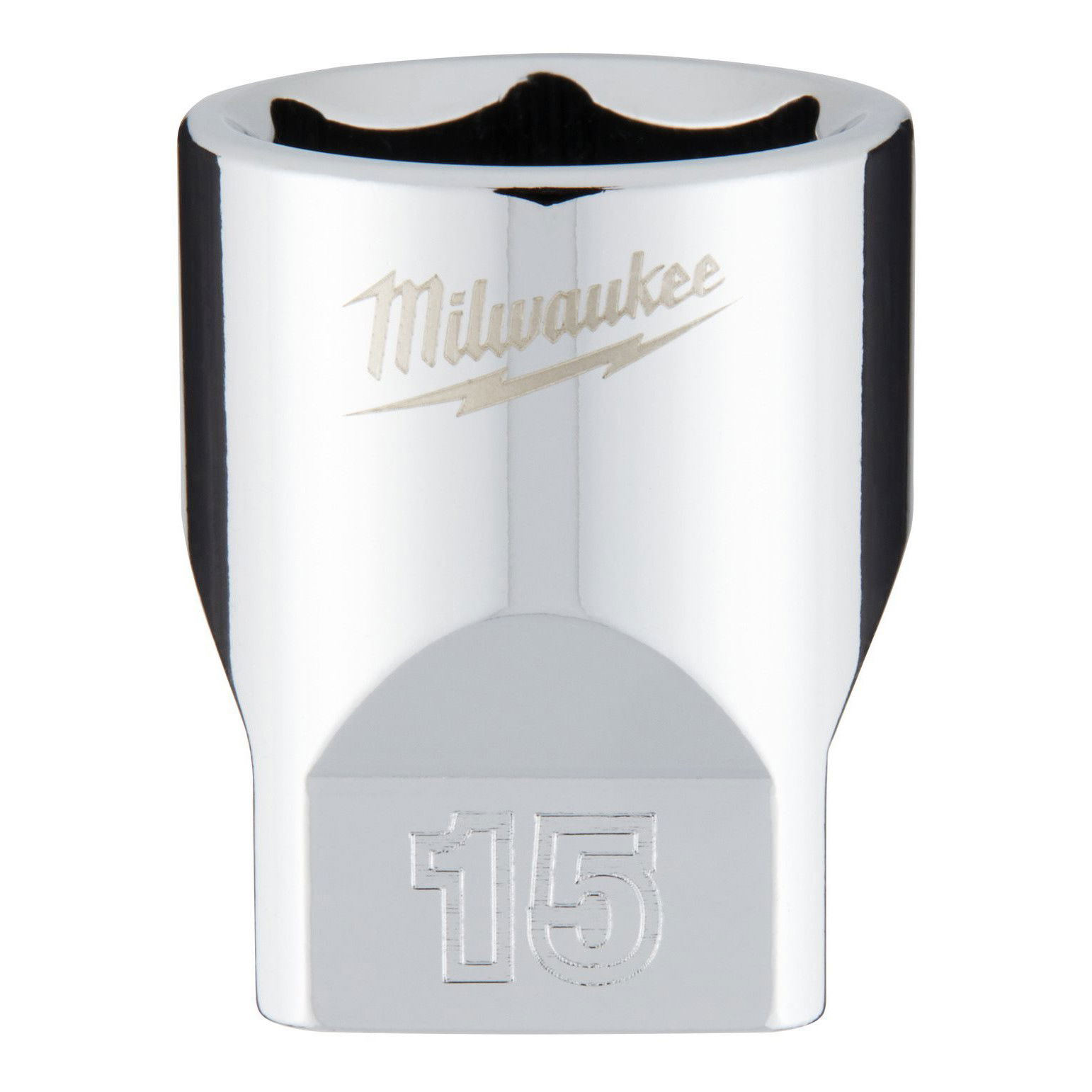 Milwaukee FOUR FLAT™ oldalú 1/4"-os dugókulcs fej, rövid, 6-lapú, 15 mm termék fő termékképe