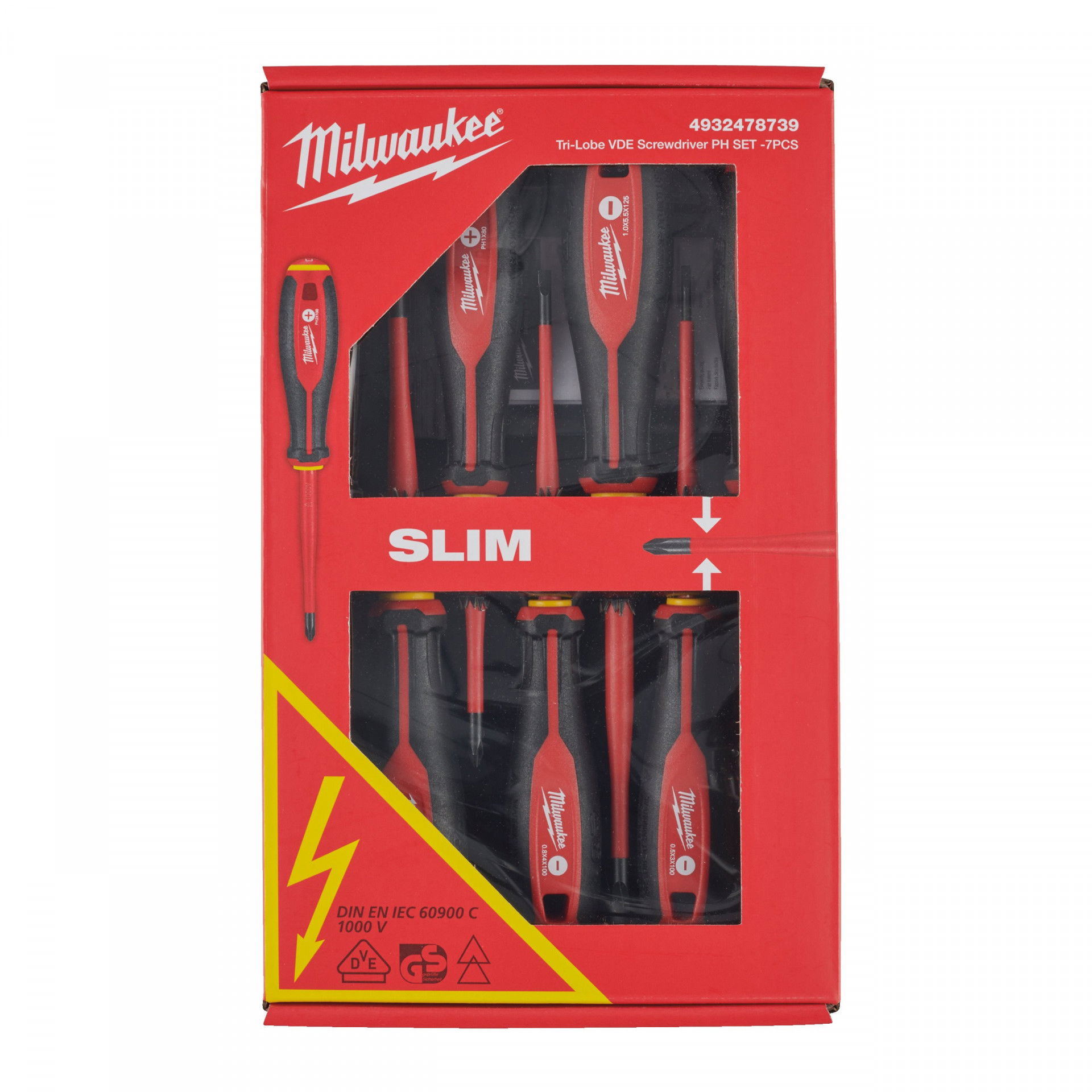 Milwaukee 4932478739 Tri-Lobe VDE szigetelt csavarhúzó készlet 3-oldalú markolattal, 7 darabos termék fő termékképe