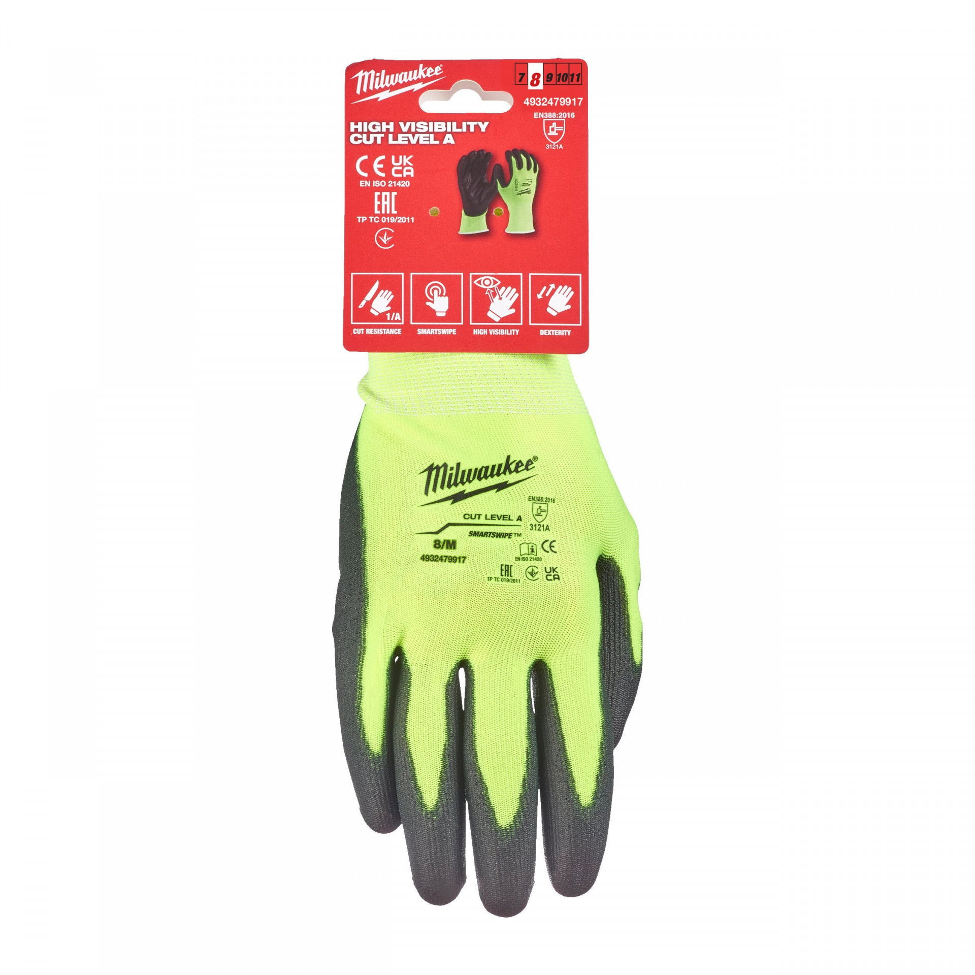 Milwaukee HI-VIS láthatósági vágásbiztos védőkesztyű, 1/A vágási szint termék fő termékképe